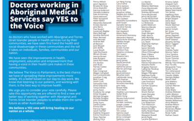ACAH  endorses open letter from doctors working in Aboriginal Medical Services across Australia saying “Yes” to the Voice